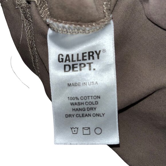 Gallery Dept. Brown Crewneck T-Shirt With Yellow Logo Print Short Sleeves Made I - Picture 9 of 9